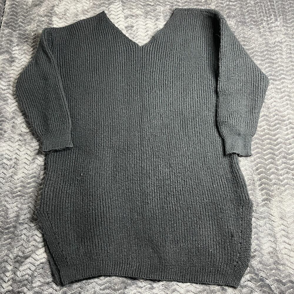Women's black V-Neck Knit Sweater Dress Size XL